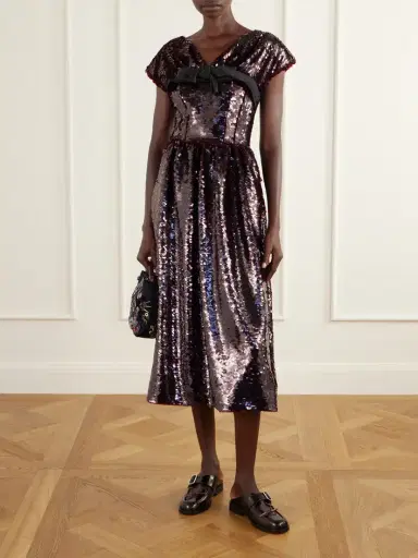 Simone Rocha Gathered Bow-detailed Sequined Midi Dress | Thumbnail 2 Simone Rocha Gathered Bow-detailed Sequined Midi Dress | Thumbnail 2
