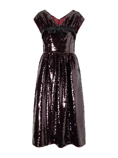 Simone Rocha Gathered Bow-detailed Sequined Midi Dress | Thumbnail 1 Simone Rocha Gathered Bow-detailed Sequined Midi Dress | Thumbnail 1