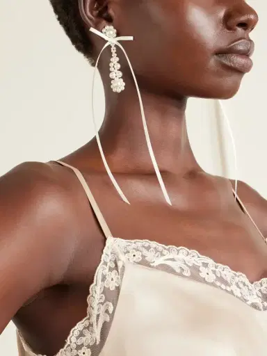 Simone Rocha Victorian Bow-detailed Pearl-like Earrings | Thumbnail 2 Simone Rocha Victorian Bow-detailed Pearl-like Earrings | Thumbnail 2