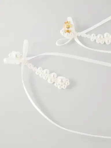 Simone Rocha Victorian Bow-detailed Pearl-like Earrings | Thumbnail 3 Simone Rocha Victorian Bow-detailed Pearl-like Earrings | Thumbnail 3