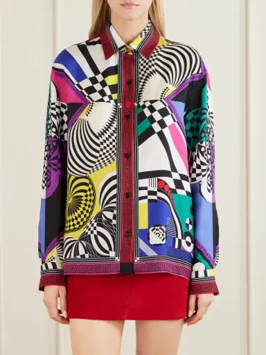 Versace Printed Silk-satin Shirt | Thumbnail 3 Versace Printed Silk-satin Shirt | Thumbnail 3