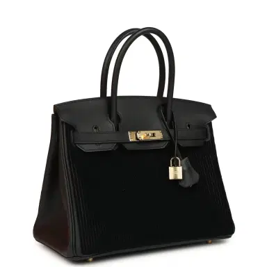 HERMÈS Hermes Birkin 30 Cote-a-Cote Tuffetage, Black Swift Permabrass Hardware | Thumbnail 2 HERMÈS Hermes Birkin 30 Cote-a-Cote Tuffetage, Black Swift Permabrass Hardware | Thumbnail 2