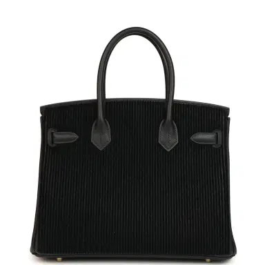 HERMÈS Hermes Birkin 30 Cote-a-Cote Tuffetage, Black Swift Permabrass Hardware | Thumbnail 4 HERMÈS Hermes Birkin 30 Cote-a-Cote Tuffetage, Black Swift Permabrass Hardware | Thumbnail 4