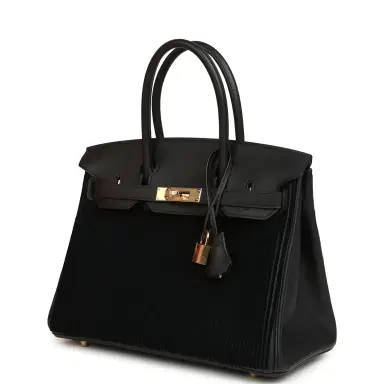 HERMÈS Hermes Birkin 30 Cote-a-Cote Tuffetage, Black Swift Permabrass Hardware | Thumbnail 5 HERMÈS Hermes Birkin 30 Cote-a-Cote Tuffetage, Black Swift Permabrass Hardware | Thumbnail 5