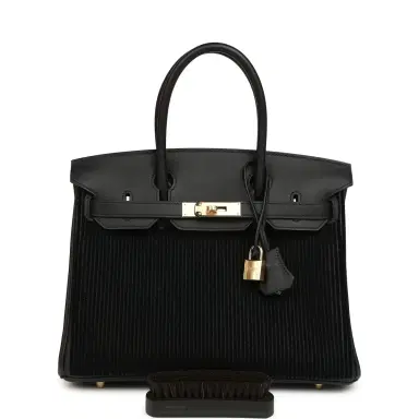 HERMÈS Hermes Birkin 30 Cote-a-Cote Tuffetage, Black Swift Permabrass Hardware | Thumbnail 1 HERMÈS Hermes Birkin 30 Cote-a-Cote Tuffetage, Black Swift Permabrass Hardware | Thumbnail 1