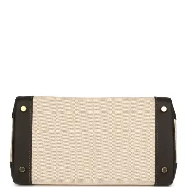 HERMÈS Hermes Birkin 30 Ecru and Beige Toile H Canvas, Bai Brun Swift Gold Hardware | Thumbnail 6 HERMÈS Hermes Birkin 30 Ecru and Beige Toile H Canvas, Bai Brun Swift Gold Hardware | Thumbnail 6