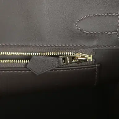 HERMÈS Hermes Birkin 30 Ecru and Beige Toile H Canvas, Bai Brun Swift Gold Hardware | Thumbnail 9 HERMÈS Hermes Birkin 30 Ecru and Beige Toile H Canvas, Bai Brun Swift Gold Hardware | Thumbnail 9