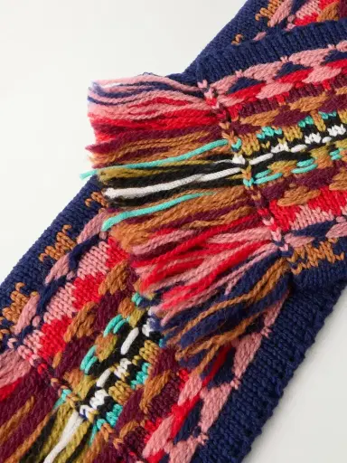 Dries Van Noten Fringed Intrasia-knit Wool Scarf | Thumbnail 4 Dries Van Noten Fringed Intrasia-knit Wool Scarf | Thumbnail 4