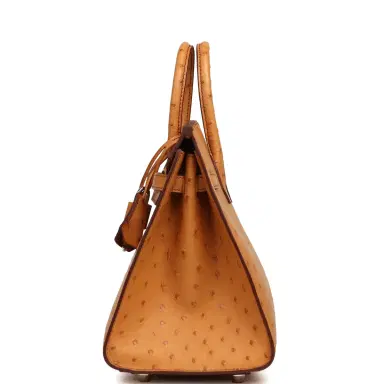 HERMÈS Hermes Birkin Sellier 25 Gold Ostrich Palladium Hardware | Thumbnail 3 HERMÈS Hermes Birkin Sellier 25 Gold Ostrich Palladium Hardware | Thumbnail 3