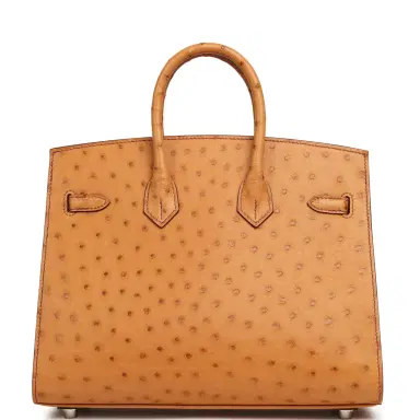 HERMÈS Hermes Birkin Sellier 25 Gold Ostrich Palladium Hardware | Thumbnail 4 HERMÈS Hermes Birkin Sellier 25 Gold Ostrich Palladium Hardware | Thumbnail 4