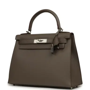 HERMÈS Hermes Kelly Sellier 28 Etain Epsom Palladium Hardware | Thumbnail 5 HERMÈS Hermes Kelly Sellier 28 Etain Epsom Palladium Hardware | Thumbnail 5