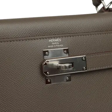 HERMÈS Hermes Kelly Sellier 28 Etain Epsom Palladium Hardware | Thumbnail 7 HERMÈS Hermes Kelly Sellier 28 Etain Epsom Palladium Hardware | Thumbnail 7