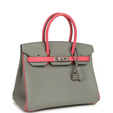 HERMÈS Hermes Special Order (HSS) Birkin 30 Gris Mouette, Rose Azalee Epsom Brushed Palladium Hardware | Thumbnail 2 HERMÈS Hermes Special Order (HSS) Birkin 30 Gris Mouette, Rose Azalee Epsom Brushed Palladium Hardware | Thumbnail 2
