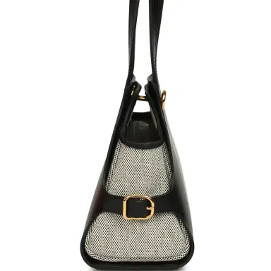 HERMÈS Hermes Tablier Sellier Black Vache Hunter, Swift, Ecru-Black Toile H Gold Hardware | Thumbnail 3 HERMÈS Hermes Tablier Sellier Black Vache Hunter, Swift, Ecru-Black Toile H Gold Hardware | Thumbnail 3