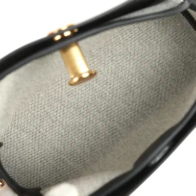 HERMÈS Hermes Tablier Sellier Black Vache Hunter, Swift, Ecru-Black Toile H Gold Hardware | Thumbnail 9 HERMÈS Hermes Tablier Sellier Black Vache Hunter, Swift, Ecru-Black Toile H Gold Hardware | Thumbnail 9