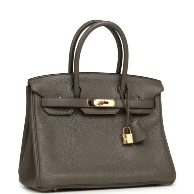HERMÈS Pre-owned Hermes Birkin 30 Etain Clemence Gold Hardware | Thumbnail 2 HERMÈS Pre-owned Hermes Birkin 30 Etain Clemence Gold Hardware | Thumbnail 2