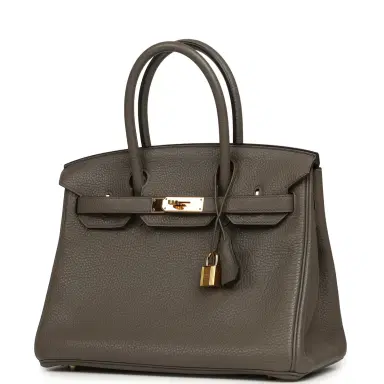 HERMÈS Pre-owned Hermes Birkin 30 Etain Clemence Gold Hardware | Thumbnail 5 HERMÈS Pre-owned Hermes Birkin 30 Etain Clemence Gold Hardware | Thumbnail 5