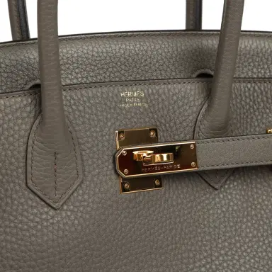 HERMÈS Pre-owned Hermes Birkin 30 Etain Clemence Gold Hardware | Thumbnail 7 HERMÈS Pre-owned Hermes Birkin 30 Etain Clemence Gold Hardware | Thumbnail 7