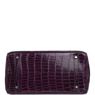 HERMÈS Pre-owned Hermes Birkin 35 Cassis Shiny Porosus Crocodile Palladium Hardware | Thumbnail 6 HERMÈS Pre-owned Hermes Birkin 35 Cassis Shiny Porosus Crocodile Palladium Hardware | Thumbnail 6