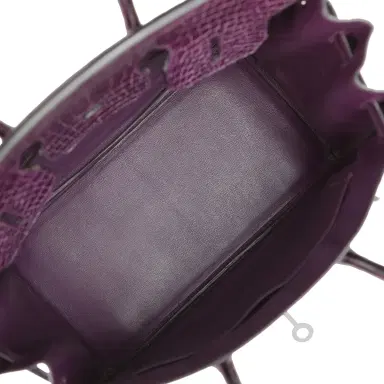 HERMÈS Pre-owned Hermes Birkin 35 Cassis Shiny Porosus Crocodile Palladium Hardware | Thumbnail 9 HERMÈS Pre-owned Hermes Birkin 35 Cassis Shiny Porosus Crocodile Palladium Hardware | Thumbnail 9