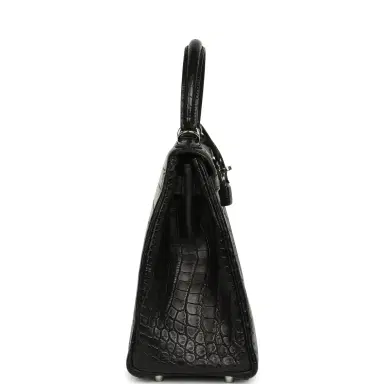 HERMÈS Pre-owned Hermes Kelly Retourne 28 Black Matte Niloticus Crocodile Palladium Hardware | Thumbnail 3 HERMÈS Pre-owned Hermes Kelly Retourne 28 Black Matte Niloticus Crocodile Palladium Hardware | Thumbnail 3
