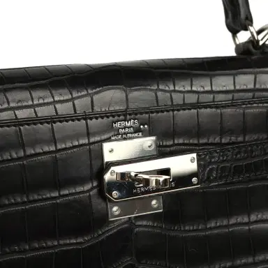 HERMÈS Pre-owned Hermes Kelly Retourne 28 Black Matte Niloticus Crocodile Palladium Hardware | Thumbnail 7 HERMÈS Pre-owned Hermes Kelly Retourne 28 Black Matte Niloticus Crocodile Palladium Hardware | Thumbnail 7