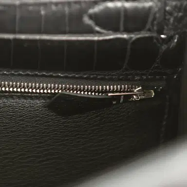 HERMÈS Pre-owned Hermes Kelly Retourne 28 Black Matte Niloticus Crocodile Palladium Hardware | Thumbnail 9 HERMÈS Pre-owned Hermes Kelly Retourne 28 Black Matte Niloticus Crocodile Palladium Hardware | Thumbnail 9