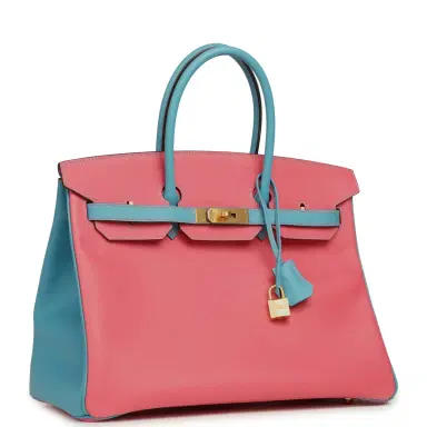 HERMÈS Pre-owned Hermes Special Order (HSS) Birkin 35 Rose Lipstick, Bleu Du Nord Epsom Brushed Gold Hardware | Thumbnail 2 HERMÈS Pre-owned Hermes Special Order (HSS) Birkin 35 Rose Lipstick, Bleu Du Nord Epsom Brushed Gold Hardware | Thumbnail 2