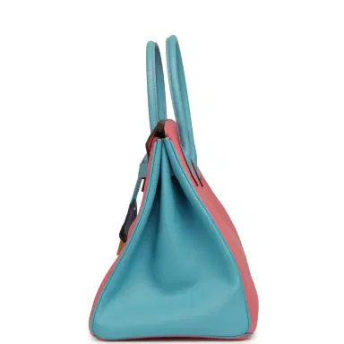 HERMÈS Pre-owned Hermes Special Order (HSS) Birkin 35 Rose Lipstick, Bleu Du Nord Epsom Brushed Gold Hardware | Thumbnail 3 HERMÈS Pre-owned Hermes Special Order (HSS) Birkin 35 Rose Lipstick, Bleu Du Nord Epsom Brushed Gold Hardware | Thumbnail 3