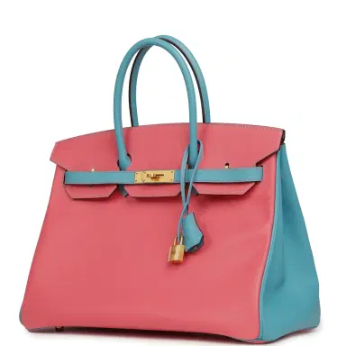 HERMÈS Pre-owned Hermes Special Order (HSS) Birkin 35 Rose Lipstick, Bleu Du Nord Epsom Brushed Gold Hardware | Thumbnail 5 HERMÈS Pre-owned Hermes Special Order (HSS) Birkin 35 Rose Lipstick, Bleu Du Nord Epsom Brushed Gold Hardware | Thumbnail 5