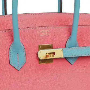 HERMÈS Pre-owned Hermes Special Order (HSS) Birkin 35 Rose Lipstick, Bleu Du Nord Epsom Brushed Gold Hardware | Thumbnail 7 HERMÈS Pre-owned Hermes Special Order (HSS) Birkin 35 Rose Lipstick, Bleu Du Nord Epsom Brushed Gold Hardware | Thumbnail 7
