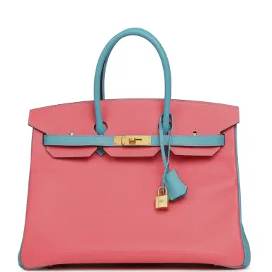 HERMÈS Pre-owned Hermes Special Order (HSS) Birkin 35 Rose Lipstick, Bleu Du Nord Epsom Brushed Gold Hardware | Thumbnail 1 HERMÈS Pre-owned Hermes Special Order (HSS) Birkin 35 Rose Lipstick, Bleu Du Nord Epsom Brushed Gold Hardware | Thumbnail 1