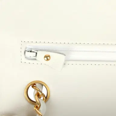 Chanel Vintage Chanel Medium Classic Double Flap Bag White Lambskin Gold Hardware | Thumbnail 8 Chanel Vintage Chanel Medium Classic Double Flap Bag White Lambskin Gold Hardware | Thumbnail 8