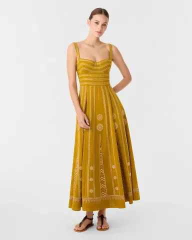 Emporio Sirenuse Elida Dress with Backgammon Embroidery | Thumbnail 2 Emporio Sirenuse Elida Dress with Backgammon Embroidery | Thumbnail 2