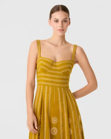 Emporio Sirenuse Elida Dress with Backgammon Embroidery | Thumbnail 4 Emporio Sirenuse Elida Dress with Backgammon Embroidery | Thumbnail 4