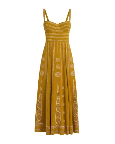 Emporio Sirenuse Elida Dress with Backgammon Embroidery | Thumbnail 1 Emporio Sirenuse Elida Dress with Backgammon Embroidery | Thumbnail 1