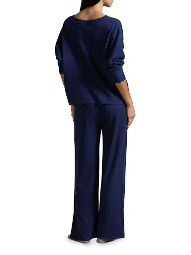 Polo Ralph Lauren Women's Club Waffle Knit Pajamas - Navy | Thumbnail 4 Polo Ralph Lauren Women's Club Waffle Knit Pajamas - Navy | Thumbnail 4