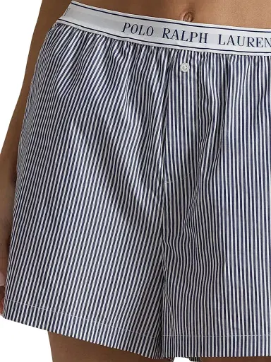 Polo Ralph Lauren Women's Striped Boxer Shorts - White Cloud Beacon Blue | Thumbnail 2 Polo Ralph Lauren Women's Striped Boxer Shorts - White Cloud Beacon Blue | Thumbnail 2