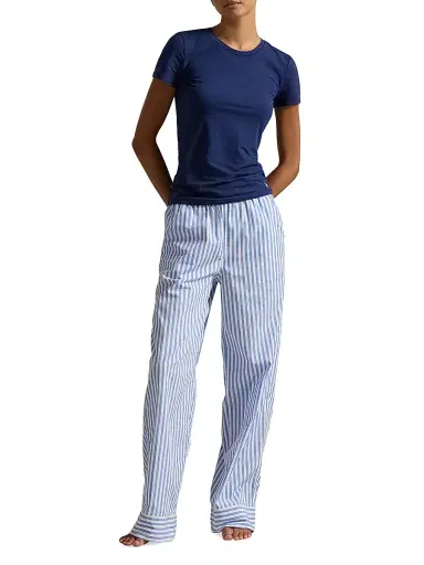 Polo Ralph Lauren Women's Shirting Stripes Striped Cotton Pants - White Cloud Hydrangea | Thumbnail 2 Polo Ralph Lauren Women's Shirting Stripes Striped Cotton Pants - White Cloud Hydrangea | Thumbnail 2