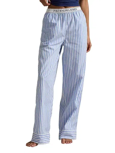 Polo Ralph Lauren Women's Shirting Stripes Striped Cotton Pants - White Cloud Hydrangea | Thumbnail 3 Polo Ralph Lauren Women's Shirting Stripes Striped Cotton Pants - White Cloud Hydrangea | Thumbnail 3
