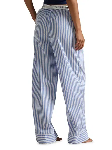 Polo Ralph Lauren Women's Shirting Stripes Striped Cotton Pants - White Cloud Hydrangea | Thumbnail 4 Polo Ralph Lauren Women's Shirting Stripes Striped Cotton Pants - White Cloud Hydrangea | Thumbnail 4