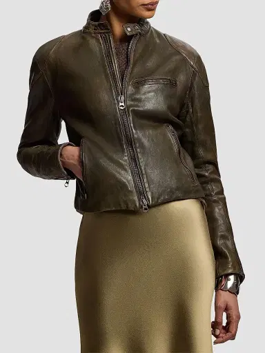Ralph Lauren Collection Women's Orman Soft Leather Moto Jacket - Vintage Beech | Thumbnail 3 Ralph Lauren Collection Women's Orman Soft Leather Moto Jacket - Vintage Beech | Thumbnail 3