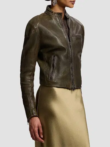 Ralph Lauren Collection Women's Orman Soft Leather Moto Jacket - Vintage Beech | Thumbnail 4 Ralph Lauren Collection Women's Orman Soft Leather Moto Jacket - Vintage Beech | Thumbnail 4
