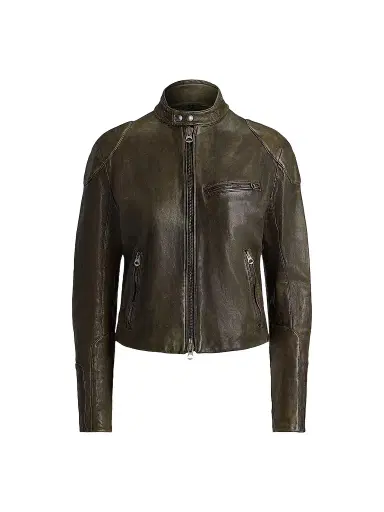 Ralph Lauren Collection Women's Orman Soft Leather Moto Jacket - Vintage Beech | Thumbnail 1 Ralph Lauren Collection Women's Orman Soft Leather Moto Jacket - Vintage Beech | Thumbnail 1