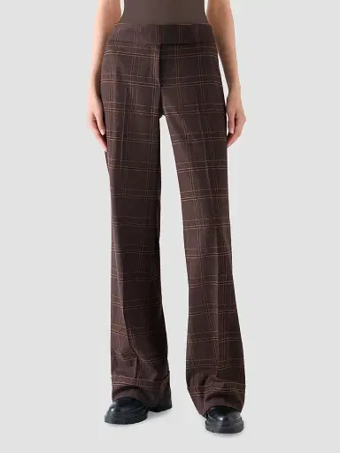 Akris punto Women's Milly Blanket Check Flannel Pants - Espresso Caramel | Thumbnail 2 Akris punto Women's Milly Blanket Check Flannel Pants - Espresso Caramel | Thumbnail 2