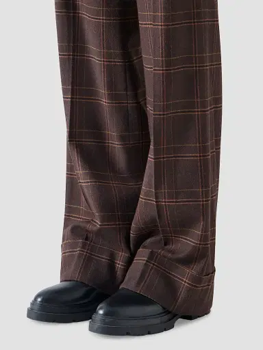 Akris punto Women's Milly Blanket Check Flannel Pants - Espresso Caramel | Thumbnail 4 Akris punto Women's Milly Blanket Check Flannel Pants - Espresso Caramel | Thumbnail 4