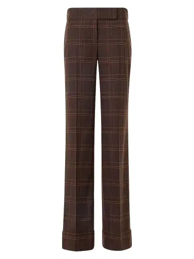 Akris punto Women's Milly Blanket Check Flannel Pants - Espresso Caramel | Thumbnail 1 Akris punto Women's Milly Blanket Check Flannel Pants - Espresso Caramel | Thumbnail 1