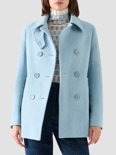 Akris punto Women's Wool Double-Breasted Peacoat - Light Blue - Size 16 | Thumbnail 4 Akris punto Women's Wool Double-Breasted Peacoat - Light Blue - Size 16 | Thumbnail 4