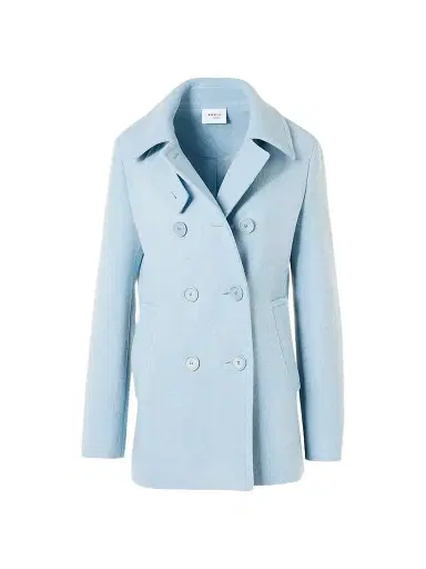 Akris punto Women's Wool Double-Breasted Peacoat - Light Blue - Size 16 | Thumbnail 1 Akris punto Women's Wool Double-Breasted Peacoat - Light Blue - Size 16 | Thumbnail 1