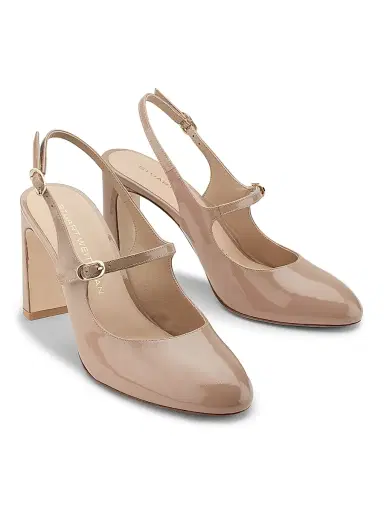 Stuart Weitzman Women's Babette Patent Leather Mary Jane Pumps - Fawn | Thumbnail 2 Stuart Weitzman Women's Babette Patent Leather Mary Jane Pumps - Fawn | Thumbnail 2